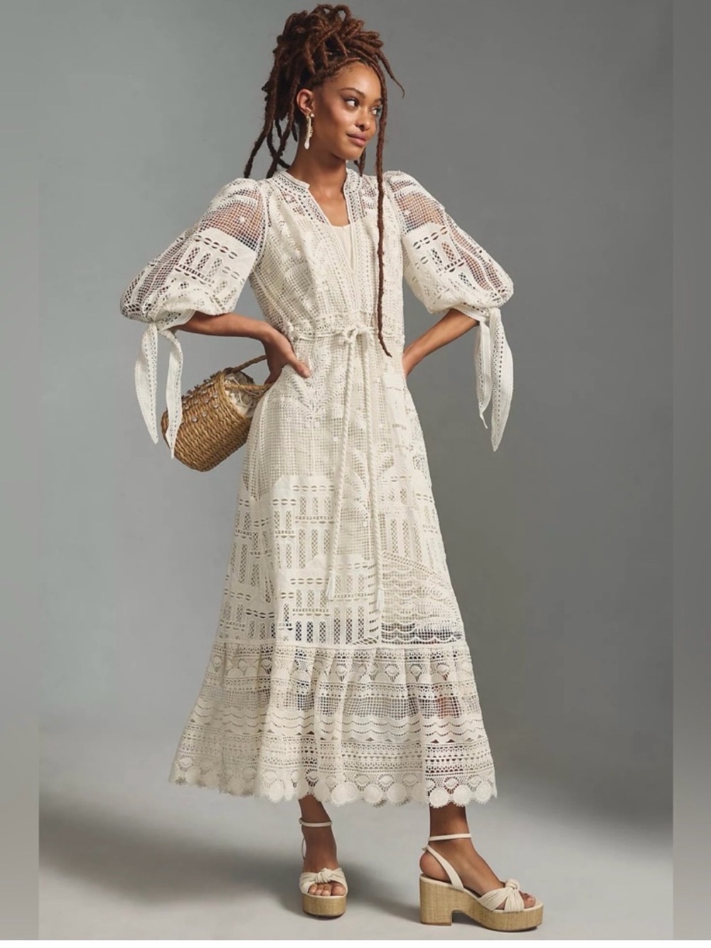 Farm Rio Morada Boa Guipire Maxi Dress